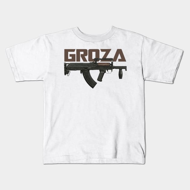 Assault Rifle Groza Kids T-Shirt by Aim For The Face